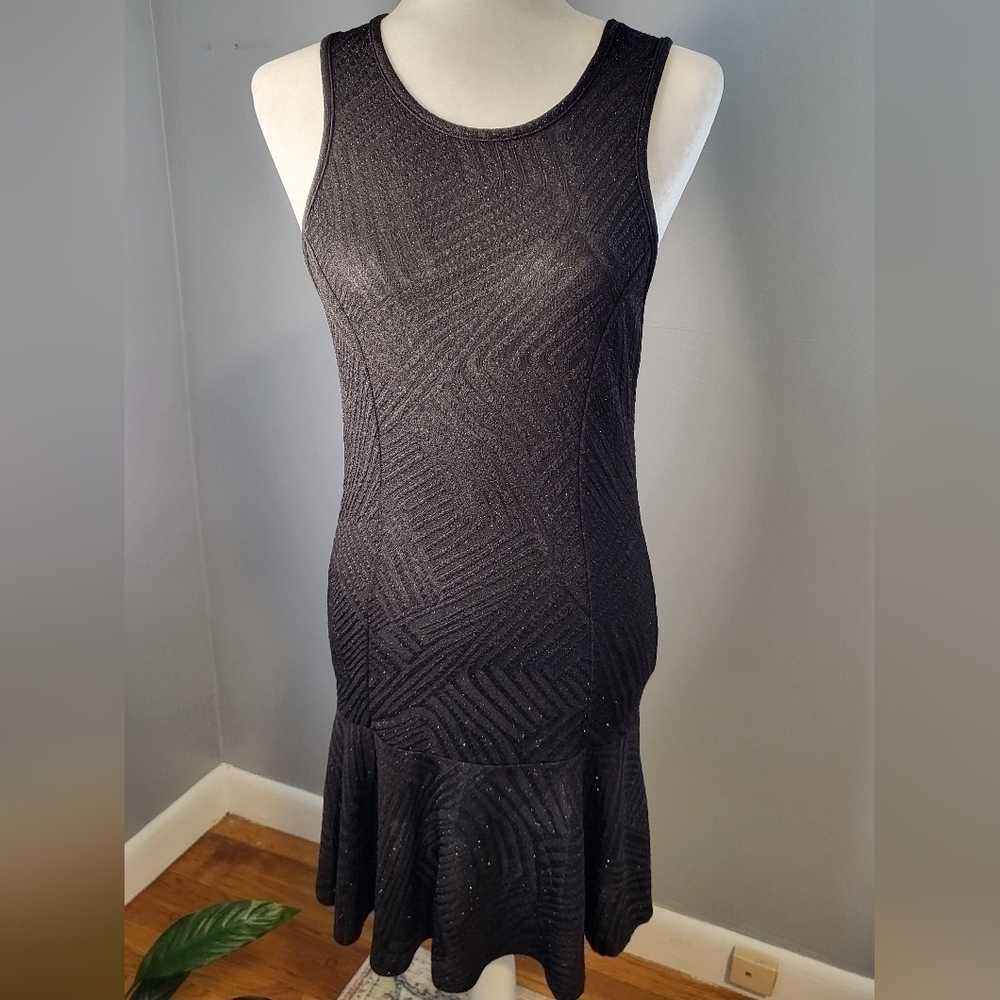 Charlotte Russe Black Sleeveless Sparkly Stretchy Mini Dress - Size L